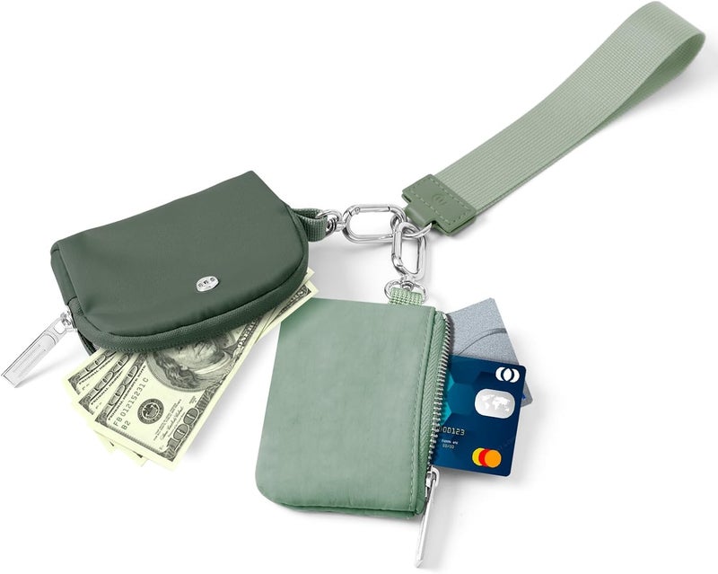 MEXS Keychain Wallet Mini Zip Around Wristlet Wallets for Women Detachable Dual Pouch Wristlet Portable Coin Purse Small Wallets - Image 4